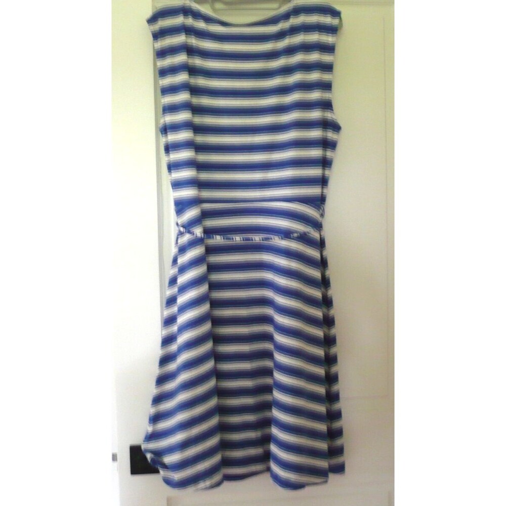 Talbots Faux Wrap Dress Women Sz XL Striped Jersey Knit Sleeveless Comfortable - Picture 3 of 10
